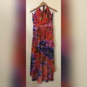 Bisou Bisou Floral Multi-color High Low Maxi Dress